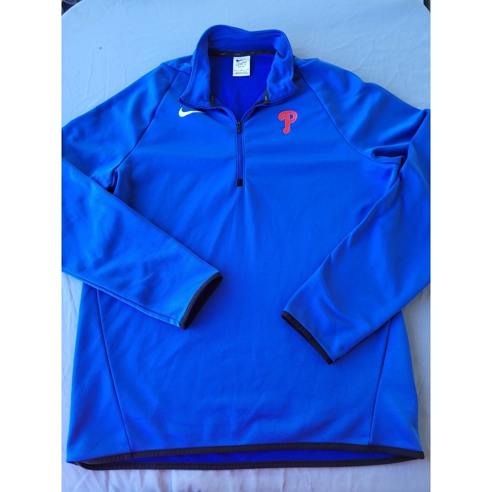 Nike Phillies Royal Blue Men's Medium Therma Fleece Quarter-Zip Pullover